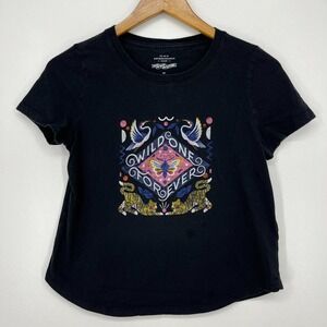 Anthropologie T-Shirt Women's Size XSP Petite Black Wild One Forever‎ Logo